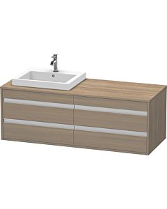 Duravit Ketho Waschtisch-Unterschrank KT6757L3535 140x55x49,6cm, für Einbauwaschtisch, 4 Schubkästen, Ausschnitt links, Eiche terra