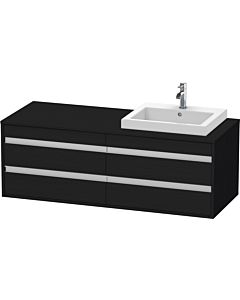 Duravit Ketho vanity unit KT6757R1616 140x55x49.6cm, for built-in washbasin, 4 drawers, cut-out on the right, black oak