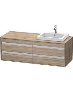 Duravit Ketho Waschtisch-Unterschrank KT6757R3535 140x55x49,6cm, für Einbauwaschtisch, 4 Schubkästen, Ausschnitt rechts, Eiche terra