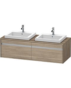 Duravit Ketho vanity unit KT6797B3535 140x55x42.6cm, built-in washbasins, 2 pull-outs, cut-out on both sides, terra oak