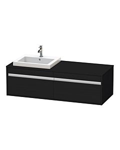 Duravit Ketho vanity unit KT6797L1616 140x55x42.6cm, built-in washbasins, 2 pull-outs, cut-out on the left, black oak