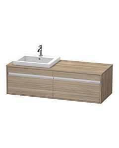 Duravit Ketho Waschtisch-Unterschrank KT6797L3535 140x55x42,6cm, Einbauwaschtische, 2 Auszüge, Ausschnitt links, Eiche terra