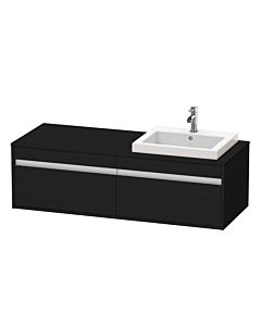 Duravit Ketho vanity unit KT6797R1616 140x55x42.6cm, built-in washbasins, 2 pull-outs, cut-out on the right, black oak
