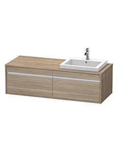 Duravit Ketho Waschtisch-Unterschrank KT6797R3535 140x55x42,6cm, Einbauwaschtische, 2 Auszüge, Ausschnitt rechts, Eiche terra