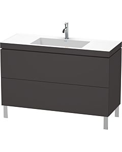 Duravit L-Cube Waschtisch-Unterschrank LC6939O8080 120 x 48 cm, 1 Hahnloch, graphit supermatt, 2 Auszüge, bodenstehend