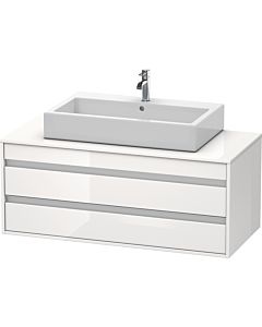 Duravit Ketho Waschtisch-Unterschrank KT665602222 120 x 42,6 x 55 cm, weiß hochglanz, für Aufsatzbecken mittig, 2 Schubkästen