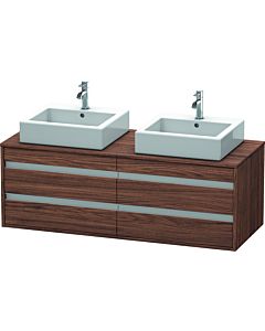 Duravit Ketho Waschtisch-Unterschrank KT6657B2121 140x55x49,6cm, für Aufsatzbecken, 4 Schubkästen, Ausschnitt beidseitig, nussbaum dunkel