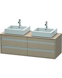 Duravit Ketho Waschtisch-Unterschrank KT6657B7575 140x55x49,6cm, für Aufsatzbecken, 4 Schubkästen, Ausschnitt beidseitig, leinen
