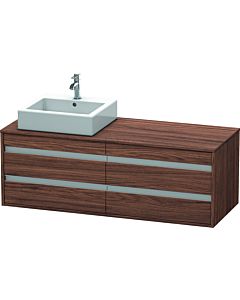 Duravit Ketho Waschtisch-Unterschrank KT6657L2121 140x55x49,6cm, für Aufsatzbecken, 4 Schubkästen, Ausschnitt links, nussbaum dunkel