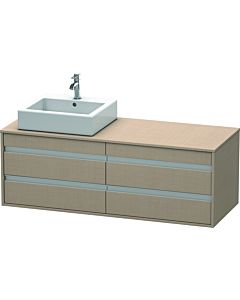 Duravit Ketho Waschtisch-Unterschrank KT6657L7575 140x55x49,6cm, für Aufsatzbecken, 4 Schubkästen, Ausschnitt links, leinen