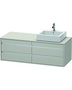 Duravit Ketho meuble sous-vasque KT6657R0707 140x55x49,6cm, pour Aufsatzbecken , 4 tiroirs, découpe à droite, gris béton mat