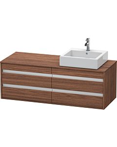 Duravit Ketho Waschtisch-Unterschrank KT6657R2121 140x55x49,6cm, für Aufsatzbecken, 4 Schubkästen, Ausschnitt rechts, nussbaum dunkel