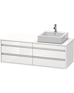 Duravit Ketho Waschtisch-Unterschrank KT6657R2222 140x55x49,6cm, für Aufsatzbecken, 4 Schubkästen, Ausschnitt rechts, weiß hochglanz
