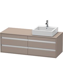 Duravit Ketho Waschtisch-Unterschrank KT6657R4343 140x55x49,6cm, für Aufsatzbecken, 4 Schubkästen, Ausschnitt rechts, basalt matt