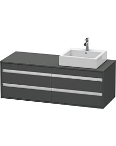 Duravit Ketho Waschtisch-Unterschrank KT6657R4949 140x55x49,6cm, für Aufsatzbecken, 4 Schubkästen, Ausschnitt rechts, graphit matt