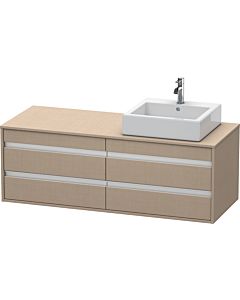 Duravit Ketho vanity unit KT6657R7575 140x55x49.6cm, for Aufsatzbecken , 4 drawers, cut-out on the right, linen