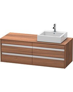 Duravit Ketho Waschtisch-Unterschrank KT6657R7979 140x55x49,6cm, für Aufsatzbecken, 4 Schubkästen, Ausschnitt rechts, nussbaum natur