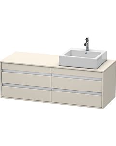 Duravit Ketho meuble sous-vasque KT6657R9191 140x55x49,6cm, pour Aufsatzbecken , 4 tiroirs, découpe à droite, Taupe