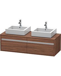 Duravit Ketho Waschtisch-Unterschrank KT6697B2121 140x55x42,6cm, für Aufsatzbecken, 2 Auszüge, Ausschnitt beidseitig, nussbaum dunkel