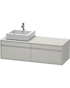 Duravit Ketho Waschtisch-Unterschrank KT6697L0707 140x55x42,6cm, für Aufsatzbecken, 2 Auszüge, Ausschnitt links, betongrau matt