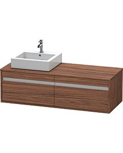 Duravit Ketho Waschtisch-Unterschrank KT6697L2121 140x55x42,6cm, für Aufsatzbecken, 2 Auszüge, Ausschnitt links, nussbaum dunkel