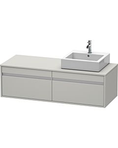 Duravit Ketho Waschtisch-Unterschrank KT6697R0707 140x55x42,6cm, für Aufsatzbecken, 2 Auszüge, Ausschnitt rechts, betongrau matt