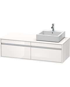 Duravit Ketho Waschtisch-Unterschrank KT6697R2222 140x55x42,6cm, für Aufsatzbecken, 2 Auszüge, Ausschnitt rechts, weiß hochglanz
