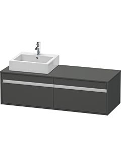 Duravit Ketho Waschtisch-Unterschrank KT6697R4949 140x55x42,6cm, für Aufsatzbecken, 2 Auszüge, Ausschnitt rechts, graphit matt