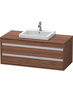 Duravit Ketho vanity unit KT675602121 120 x 55 cm, dark walnut, for built-in washbasin in the middle, 2 drawers