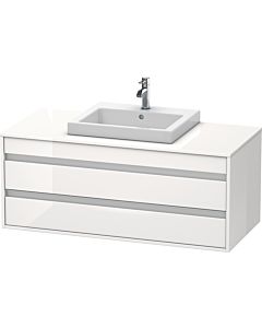 Duravit Ketho vanity unit KT675602222 120 x 55 cm, white high gloss, for built-in basin in the middle, 2 drawers