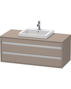Ketho Duravit vasque KT675604343 120 x 55 cm, basalte mat, pour vasque à encastrer au milieu, 2 tiroirs