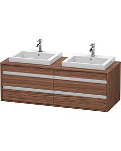 Duravit Ketho Waschtisch-Unterschrank KT6757B2121 140x55x49,6cm, für Einbauwaschtisch, 4 Schubkästen, Ausschnitt beidseitig, nussbaum dunkel