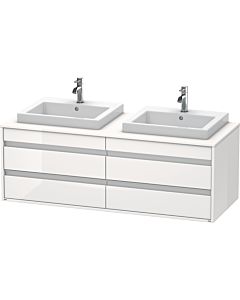 Duravit Ketho vanity unit KT6757B2222 140x55x49.6cm, for built-in washbasin, 4 drawers, cut-out on both sides, white high gloss
