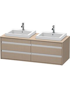 Duravit Ketho Waschtisch-Unterschrank KT6757B7575 140x55x49,6cm, für Einbauwaschtisch, 4 Schubkästen, Ausschnitt beidseitig, leinen