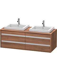 Duravit Ketho vanity unit KT6757B7979 140x55x49.6cm, for built-in washbasin, 4 drawers, cut-out on both sides, natural walnut