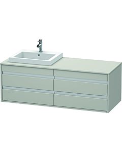 Ketho Duravit vasque KT6757L0707 140x55x49,6cm, pour vasque à encastrer, 4 tiroirs, découpe à gauche, gris béton mat
