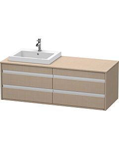 Ketho Duravit vasque KT6757L7575 140x55x49,6cm, pour vasque à encastrer, 4 tiroirs, découpe à gauche, lin