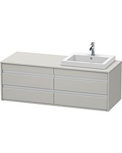 Duravit Ketho vanity unit KT6757R0707 140x55x49.6cm, for built-in washbasin, 4 drawers, cut-out on the right, matt concrete gray