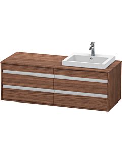 Duravit Ketho vanity unit KT6757R2121 140x55x49.6cm, for built-in washbasin, 4 drawers, cut-out on the right, dark walnut