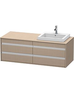 Duravit Ketho Waschtisch-Unterschrank KT6757R7575 140x55x49,6cm, für Einbauwaschtisch, 4 Schubkästen, Ausschnitt rechts, leinen
