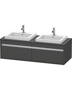 Duravit Ketho Waschtisch-Unterschrank KT6797B4949 140x55x42,6cm, Einbauwaschtische, 2 Auszüge, Ausschnitt beidseitig, graphit matt