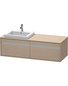 Ketho Duravit vasque KT6797L7575 140x55x42,6cm, vasques à encastrer, 2 coulissants, découpe à gauche, lin