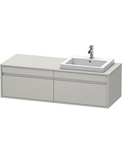 Ketho Duravit vasque KT6797R0707 140x55x42,6cm, vasques à encastrer, 2 coulissants, découpe à droite, gris béton mat