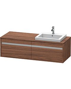 Duravit Ketho vanity unit KT6797R2121 140x55x42.6cm, built-in washbasins, 2 pull-outs, cut-out on the right, dark walnut