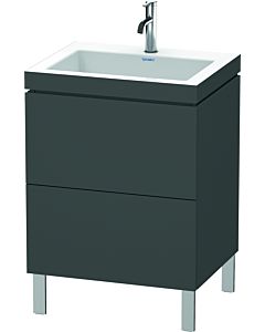 Duravit L-Cube Waschtisch-Unterschrank LC6936O4949 60 x48 cm, 1 Hahnloch, graphit matt, 2 Auszüge, bodenstehend