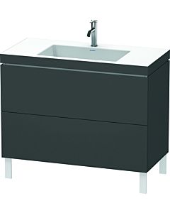 Duravit L-Cube Waschtisch-Unterschrank LC6938O4949 100 x 48 cm, 1 Hahnloch, graphit matt, 2 Auszüge, bodenstehend