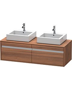 Duravit Ketho Waschtisch-Unterschrank KT6697B7979 140x55x42,6cm, für Aufsatzbecken, 2 Auszüge, Ausschnitt beidseitig, nussbaum natur