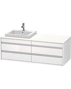 Ketho Duravit vasque KT6757L2222 140x55x49,6cm, pour vasque à encastrer, 4 tiroirs, découpe à gauche, blanc brillant