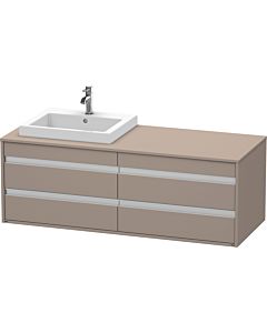 Duravit Ketho vanity unit KT6757L4343 140x55x49.6cm, for built-in washbasin, 4 drawers, cut-out on the left, matt basalt