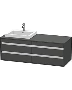 Ketho Duravit vasque KT6757L4949 140x55x49,6cm, pour vasque à encastrer, 4 tiroirs, découpe à gauche, graphite mat